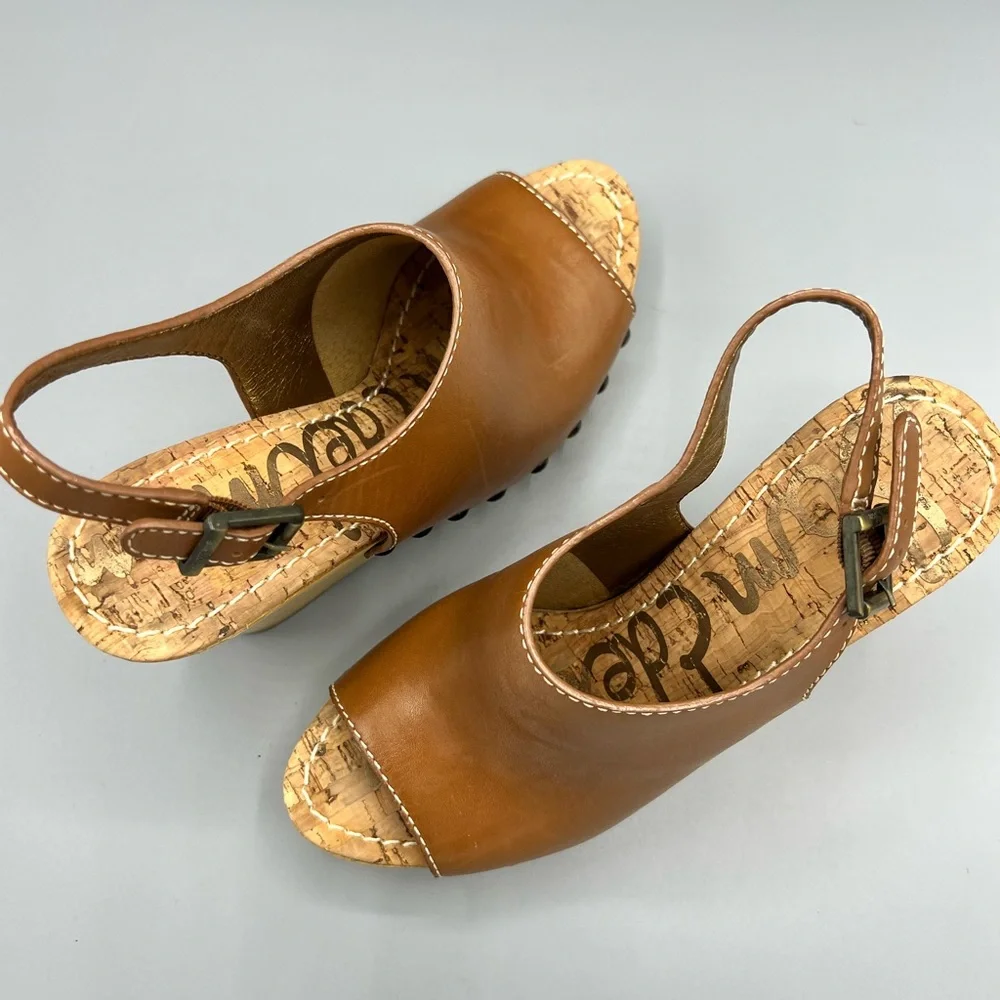 Sam Edelman Camilla Women's Wooden Heeled Platform Wedge Sandal - Picture 3 of 8